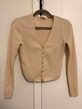 Gentle Fawn Cream Ribbed V‑Neck Button Cardigan